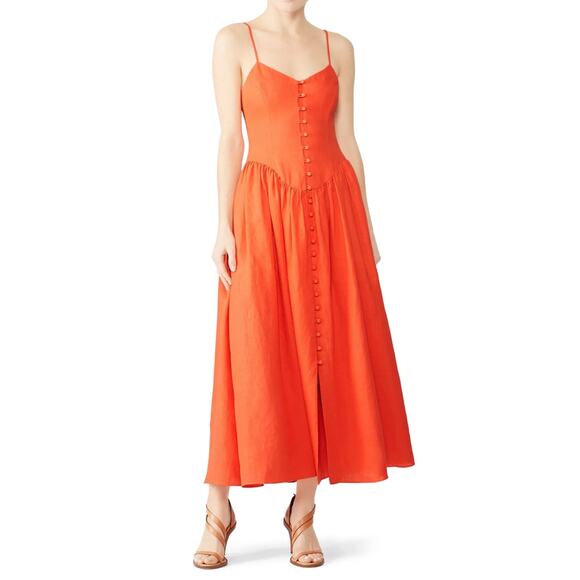 Mara Hoffman Coral Linen Mischa Maxi Dress 12 - Picture 2 of 13